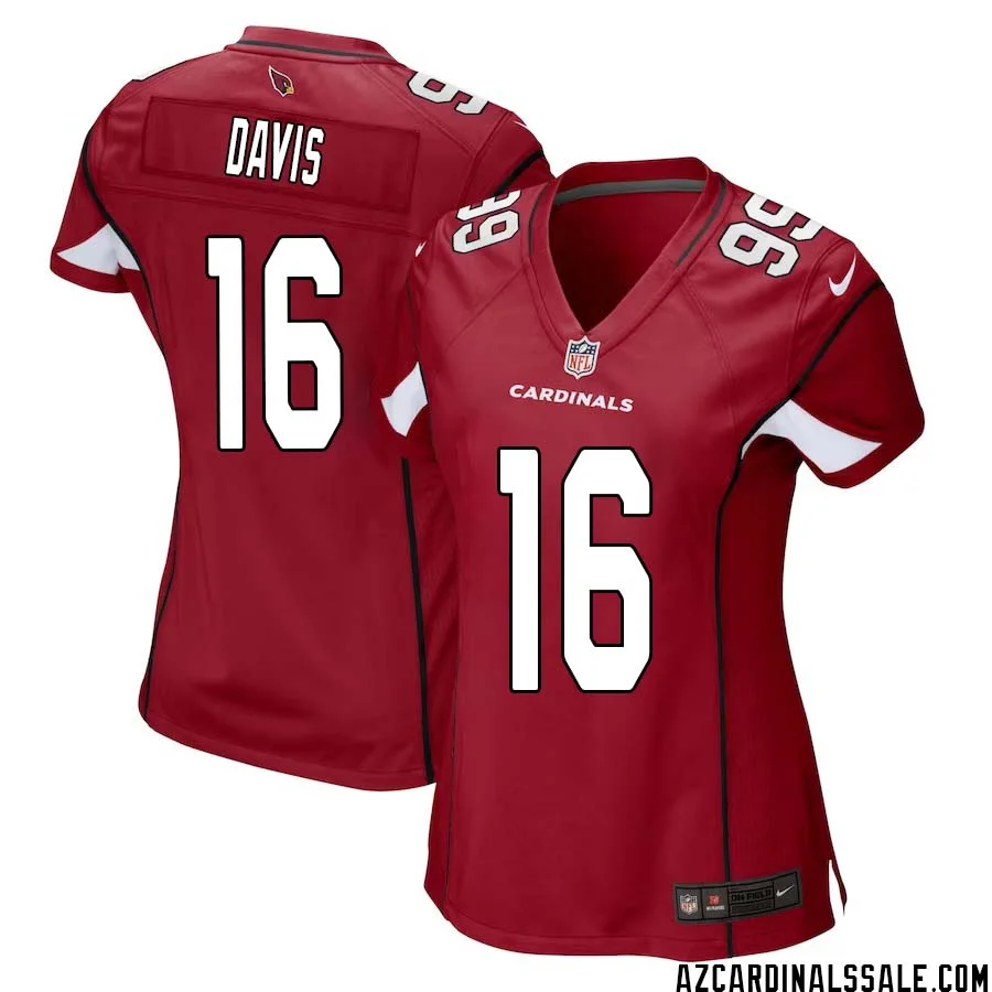Davion Davis No 16 Arizona Cardinals Home Game Jersey Cardinal for Women