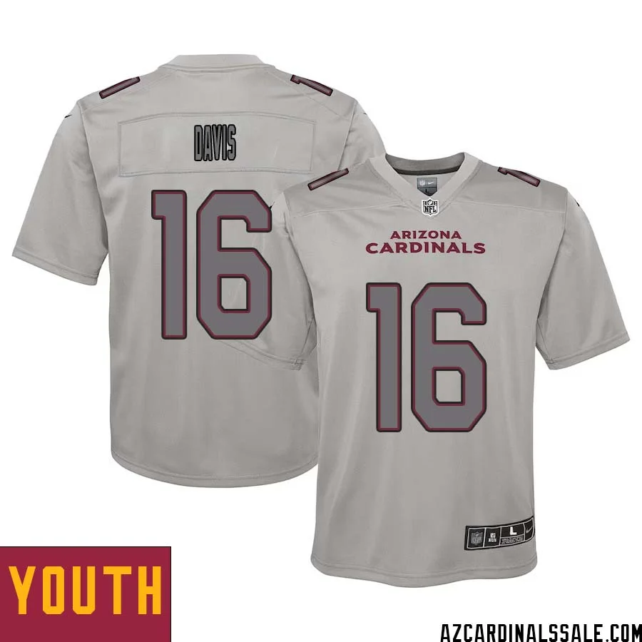 Davion Davis No 16 Youth Arizona Cardinals Gray Atmosphere Fashion Game Jersey 1