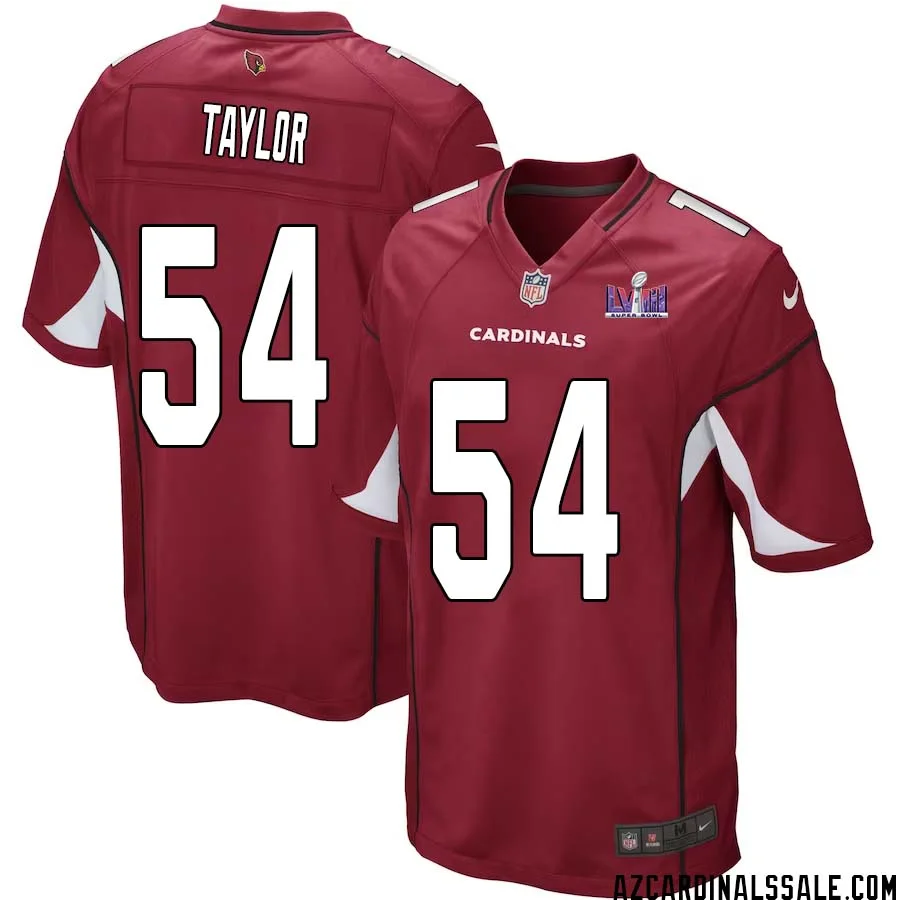 Davion Taylor No 54 Arizona Cardinals Super Bowl LVIII Home Game Jersey Cardinal for Men 1