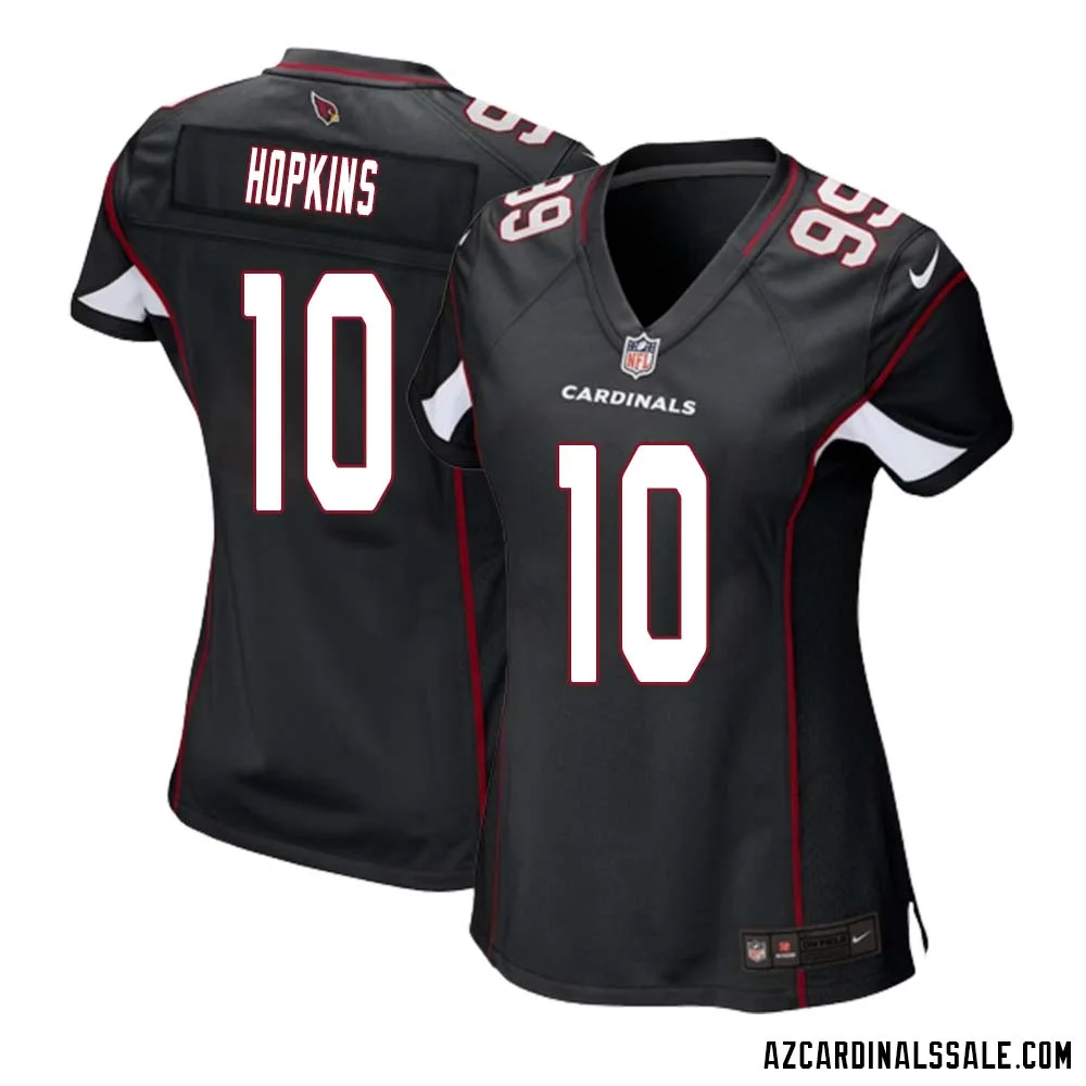 DeAndre Hopkins No 10 Arizona Cardinals Black Alternate Game Jersey Cardinal for Women