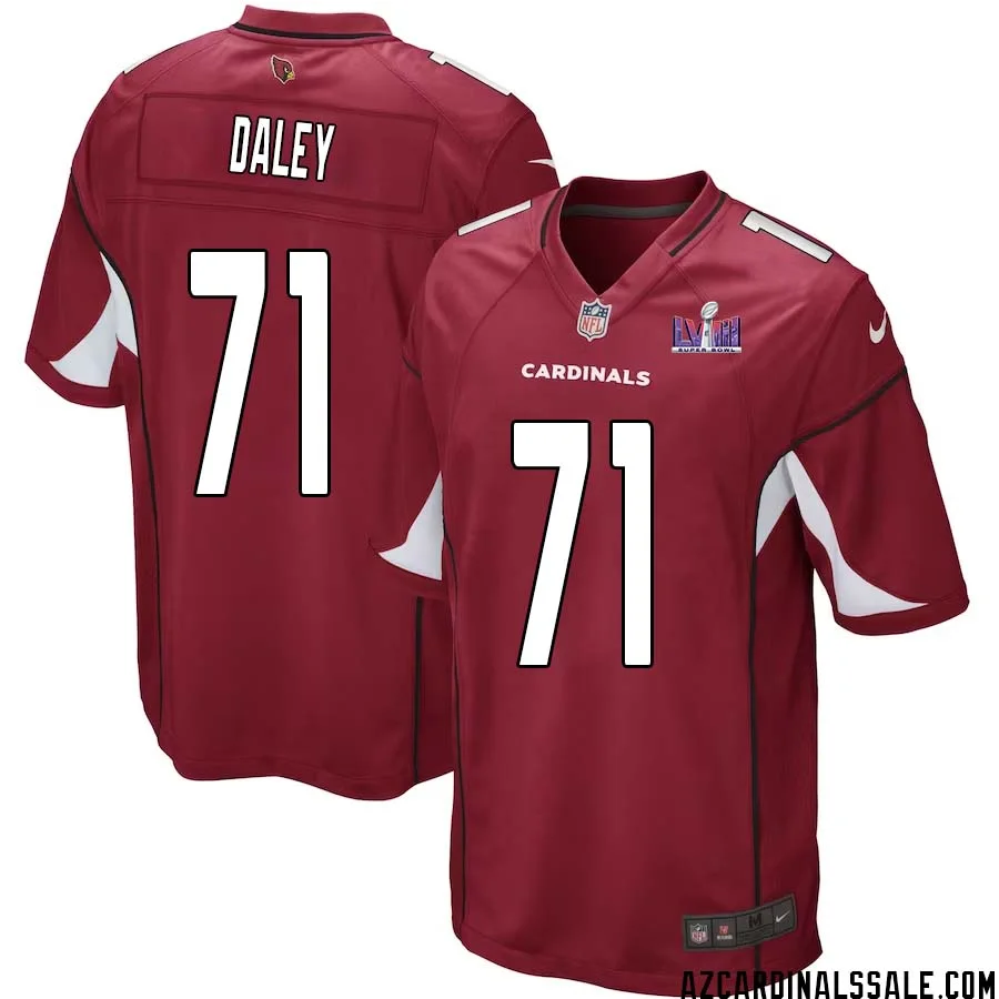 Dennis Daley No 71 Arizona Cardinals Super Bowl LVIII Home Game Jersey Cardinal for Men