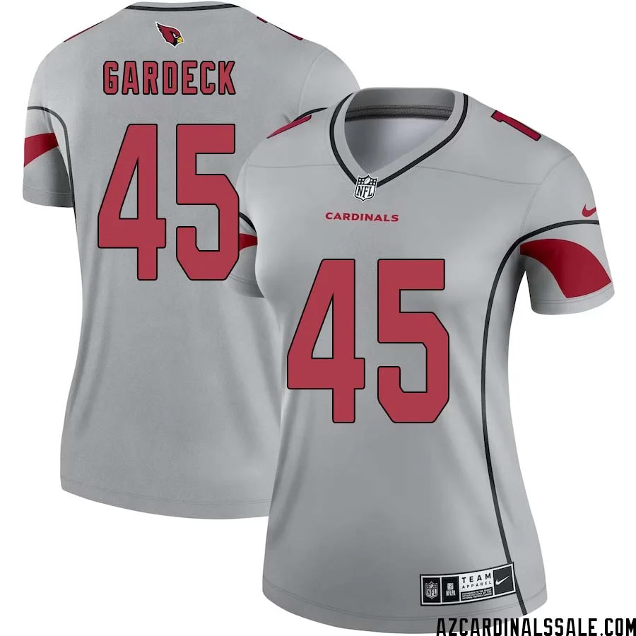 Dennis Gardeck No 45 Women Silver Arizona Cardinals Inverted Legend Jersey 1