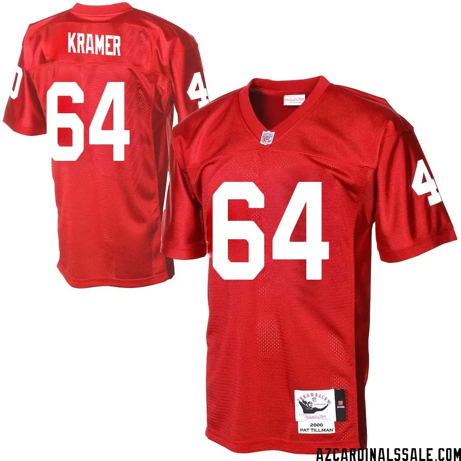 Doug Kramer No 64 Men Arizona Cardinals Mitchell Ness Cardinal Authentic Throwback Jersey