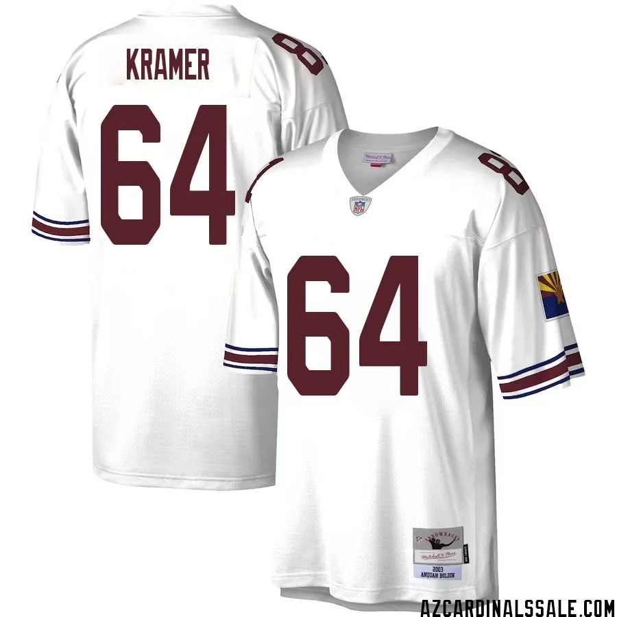 Doug Kramer No 64 Men Mitchell Ness White Arizona Cardinals Legacy Replica Jersey 1