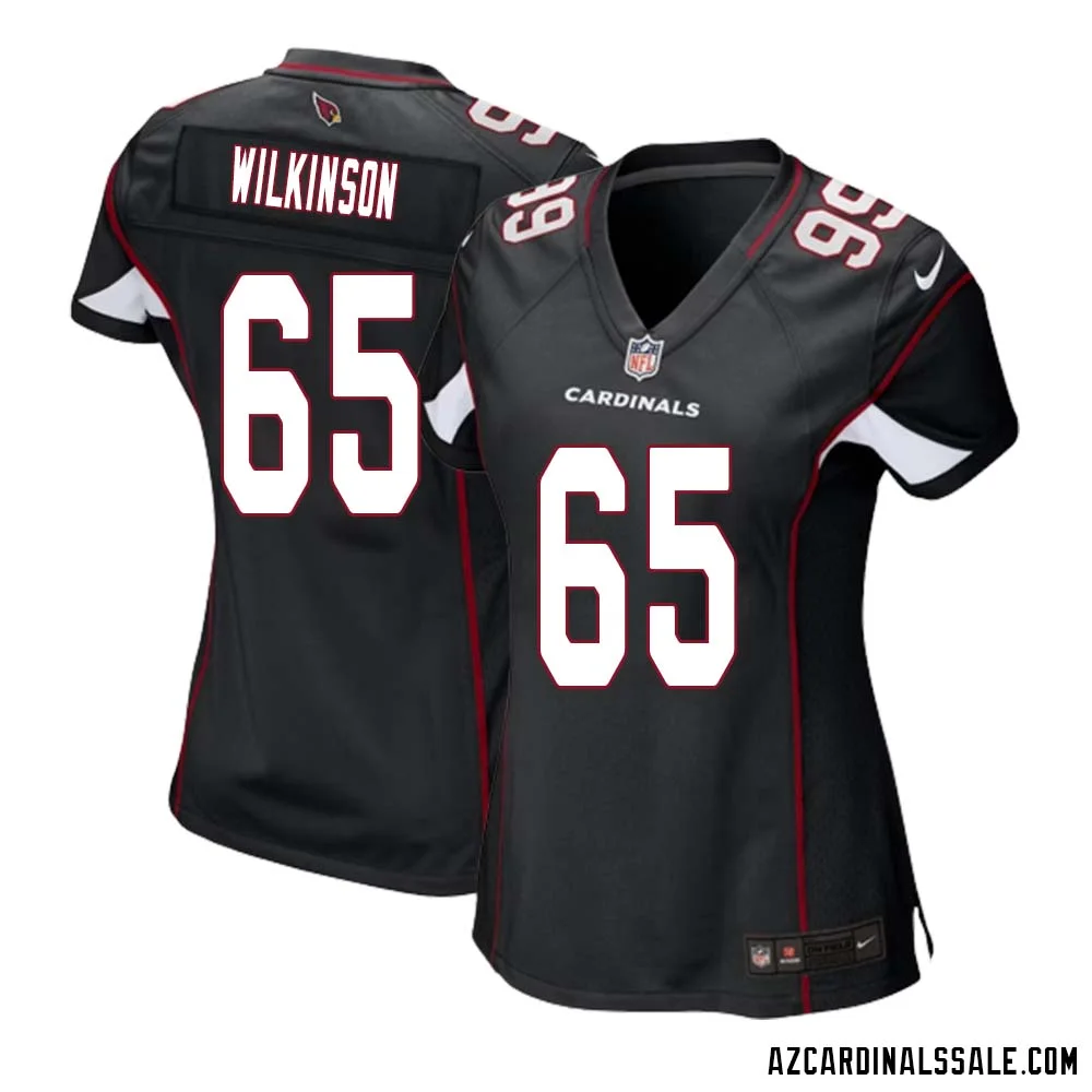 Elijah Wilkinson No 65 Arizona Cardinals Black Alternate Game Jersey Cardinal for Women