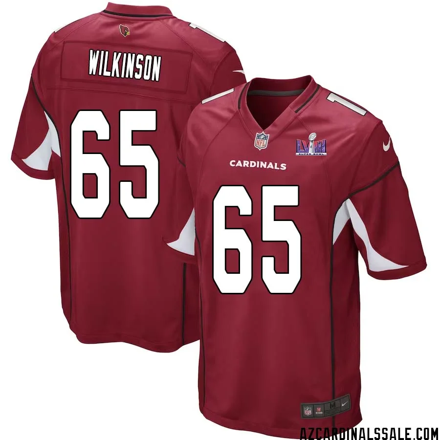 Elijah Wilkinson No 65 Arizona Cardinals Super Bowl LVIII Home Game Jersey Cardinal for Men 1