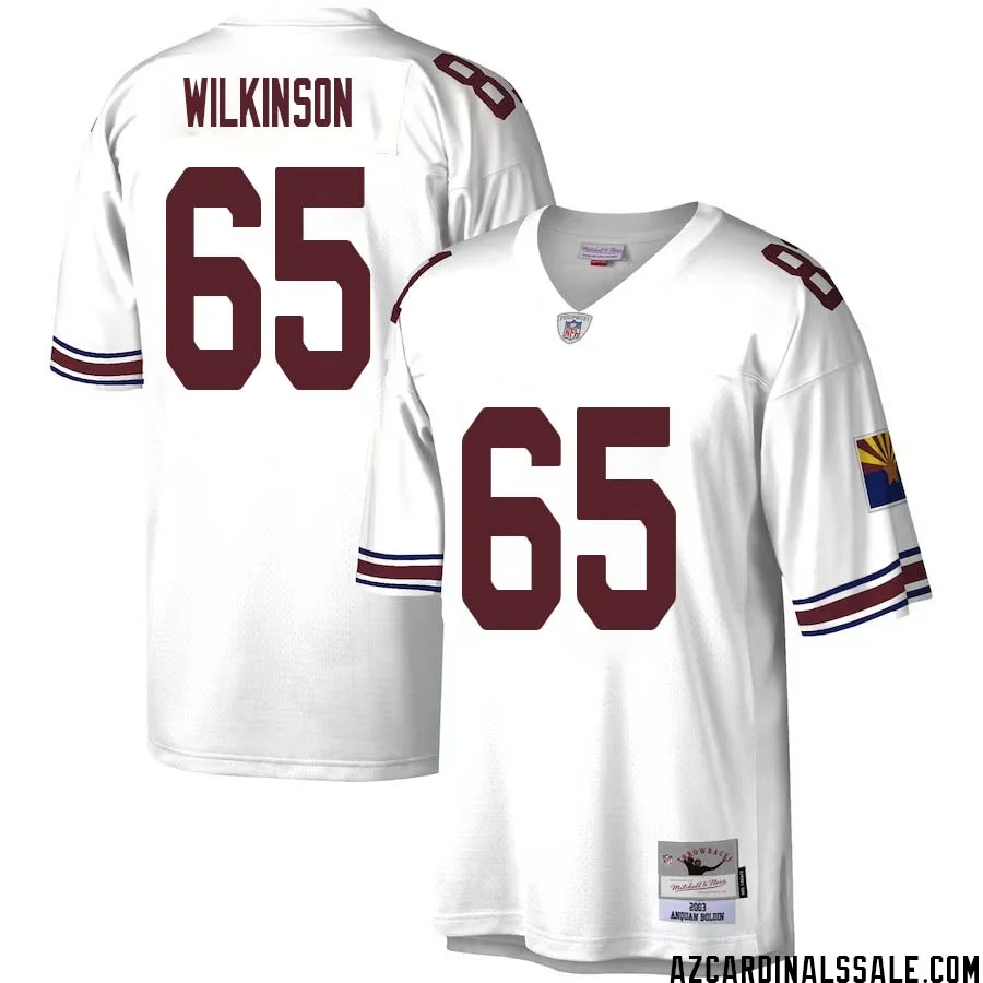 Elijah Wilkinson No 65 Men Mitchell Ness White Arizona Cardinals Legacy Replica Jersey 1