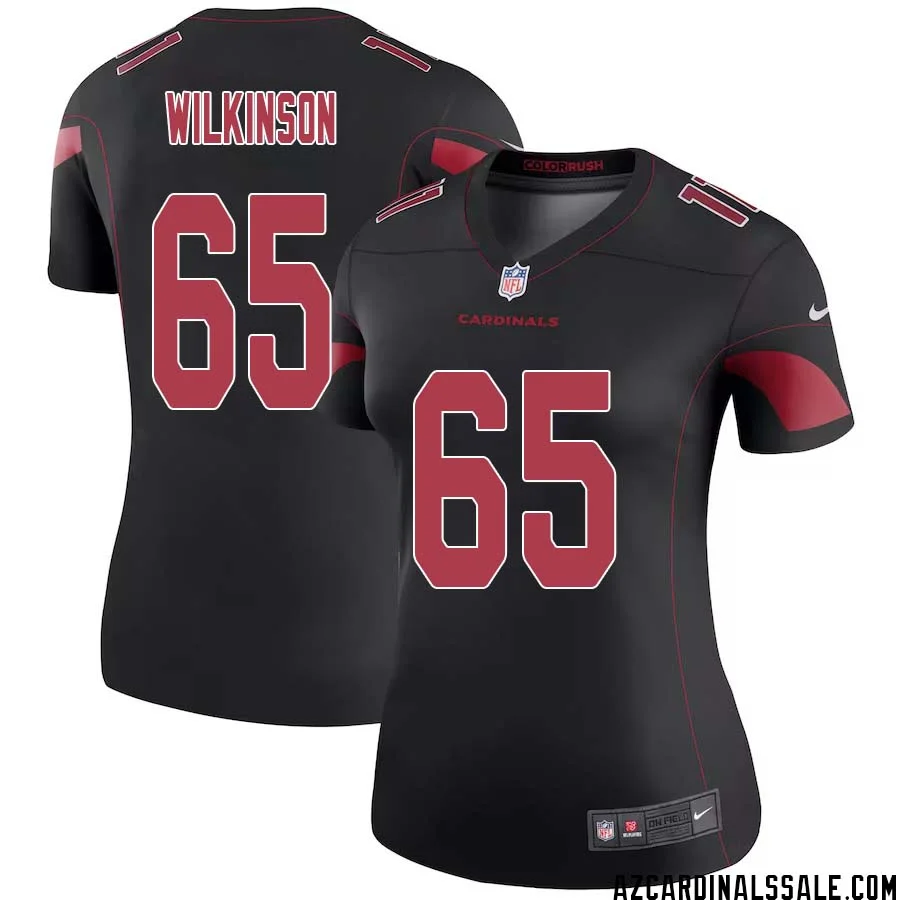 Elijah Wilkinson No 65 Women Black Arizona Cardinals Color Rush Vapor Limited Jersey 1