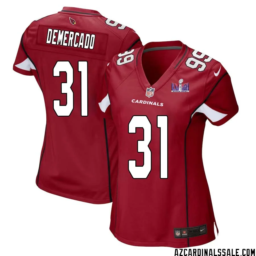 Emari Demercado No 31 Arizona Cardinals Super Bowl LVIII Home Game Jersey Cardinal for Women 1