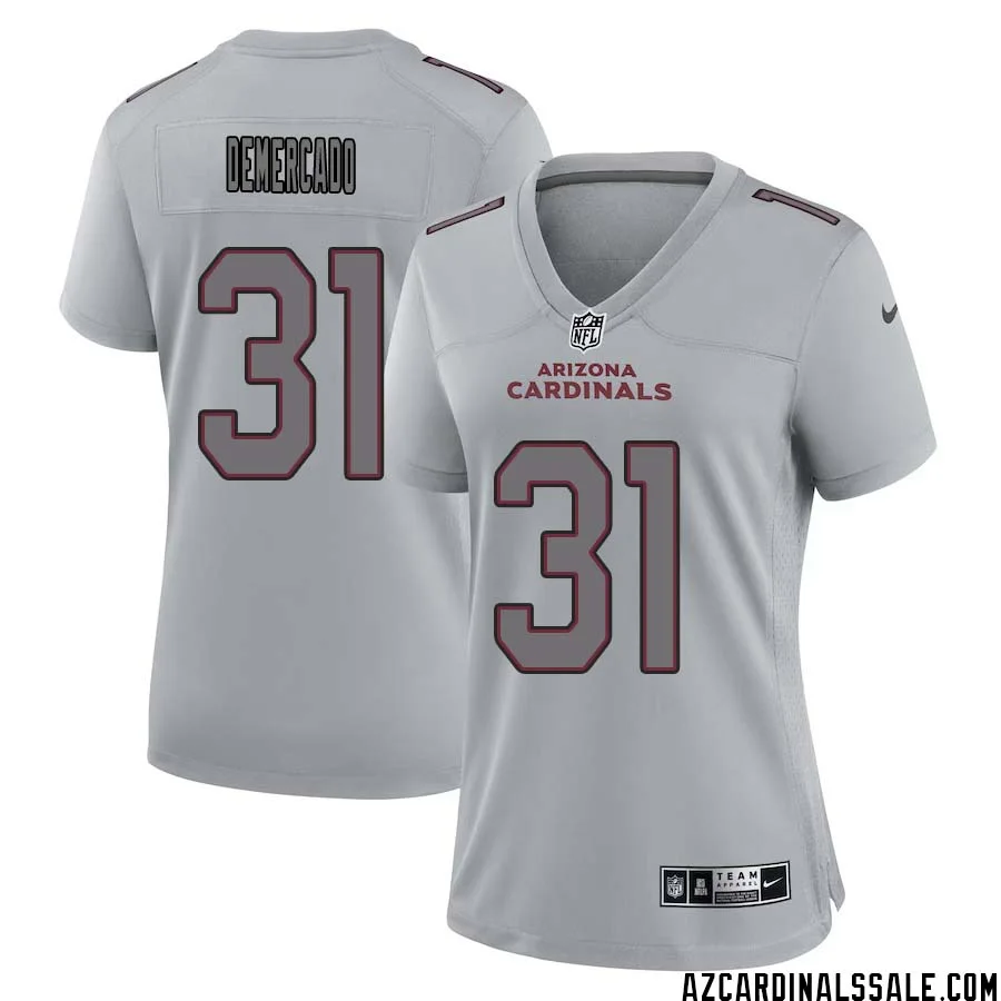 Emari Demercado No 31 Women Arizona Cardinals Gray Atmosphere Fashion Game Jersey 1