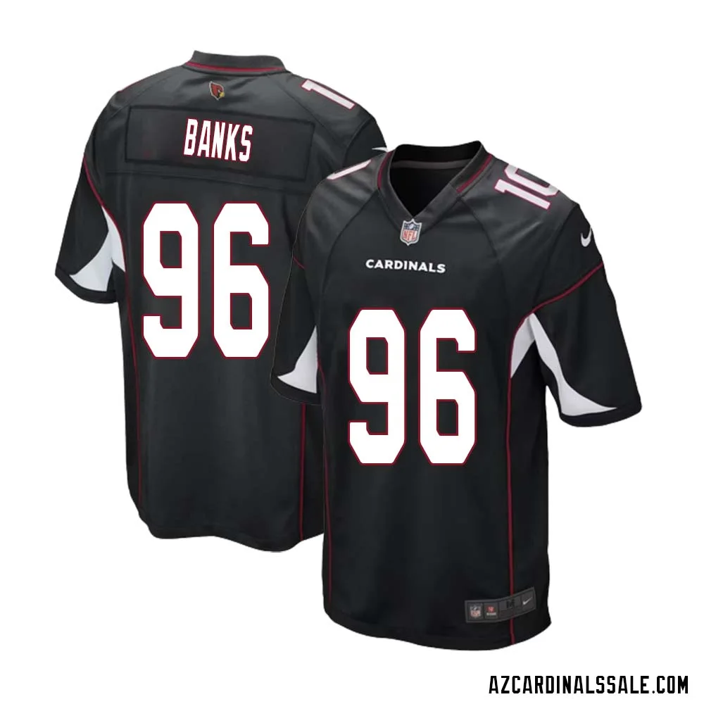 Eric Banks No 96 Arizona Cardinals Black Alternate Game Jersey Cardinal for Men 1