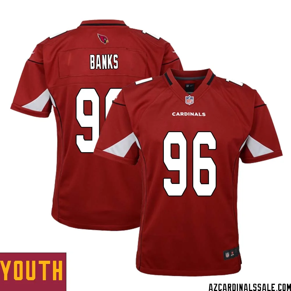 Eric Banks No 96 Arizona Cardinals Home Game Jersey Cardinal for Youth