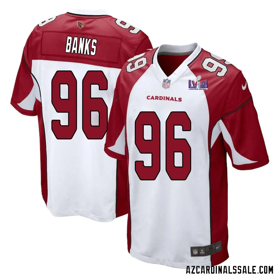 Eric Banks No 96 Arizona Cardinals Super Bowl LVIII Away Game Jersey Cardinal for Men 1