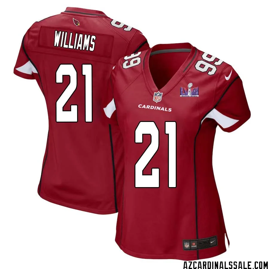 Garrett Williams No 21 Arizona Cardinals Super Bowl LVIII Home Game Jersey Cardinal for Women 1