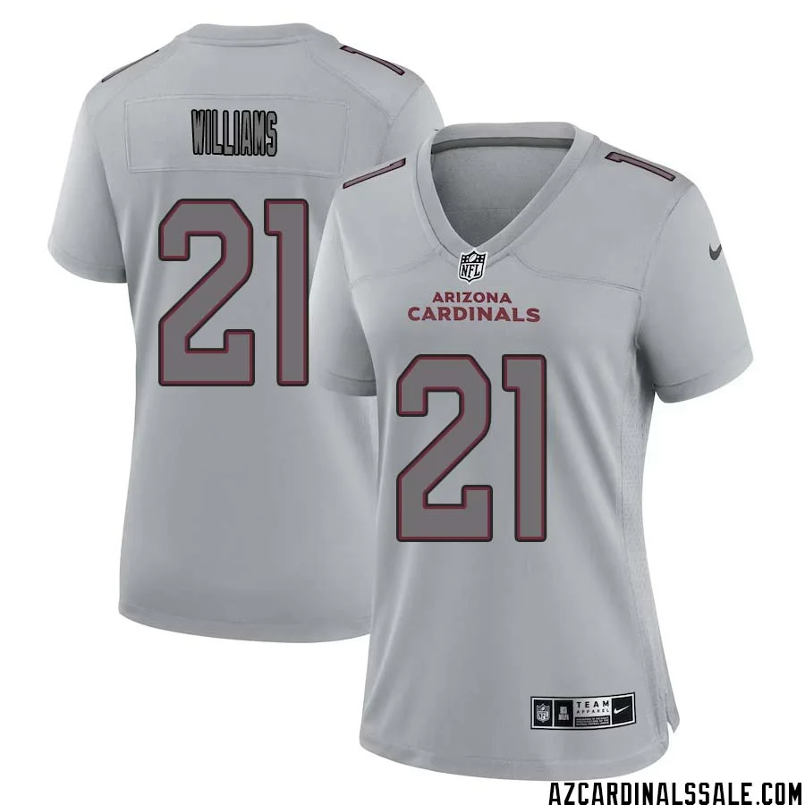 Garrett Williams No 21 Women Arizona Cardinals Gray Atmosphere Fashion Game Jersey 1