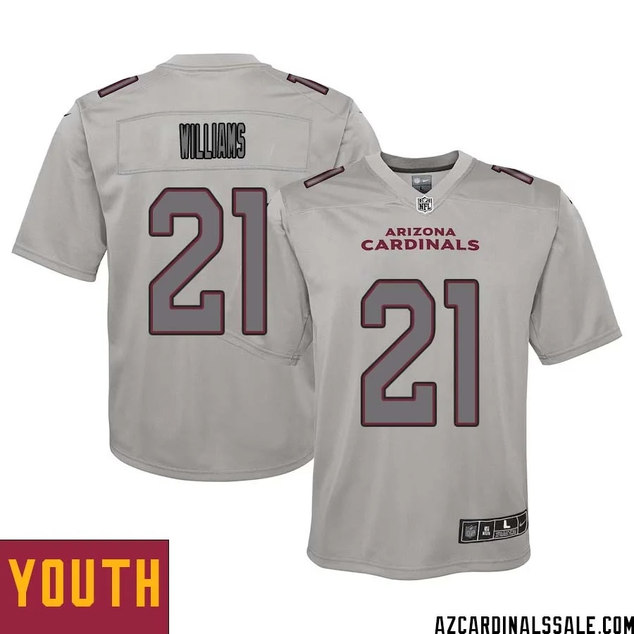 Garrett Williams No 21 Youth Arizona Cardinals Gray Atmosphere Fashion Game Jersey 1