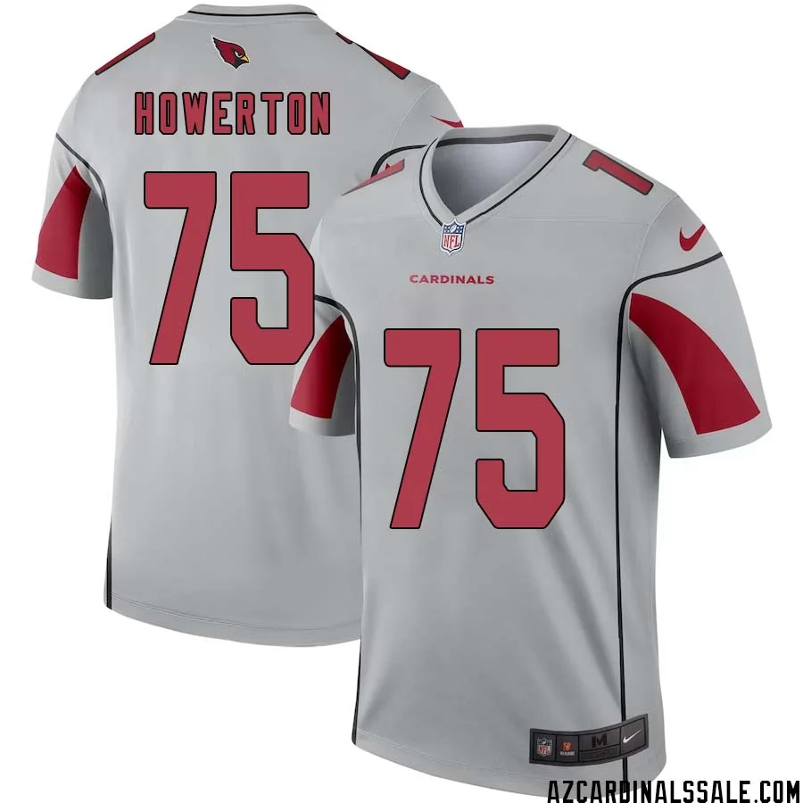 Hayden Howerton No 75 Men Silver Arizona Cardinals Inverted Legend Jersey