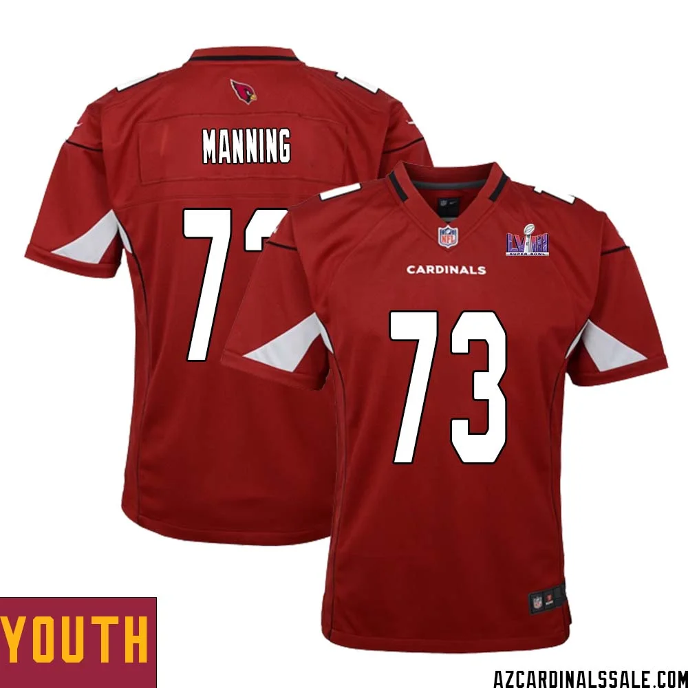 Ilm Manning No 73 Arizona Cardinals Super Bowl LVIII Home Game Jersey Cardinal for Youth