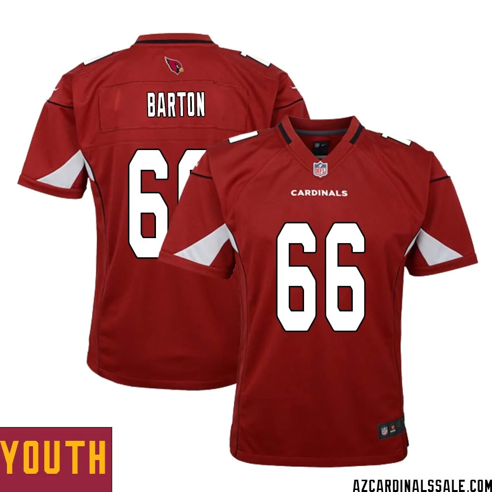 Jackson Barton No 66 Arizona Cardinals Home Game Jersey Cardinal for Youth