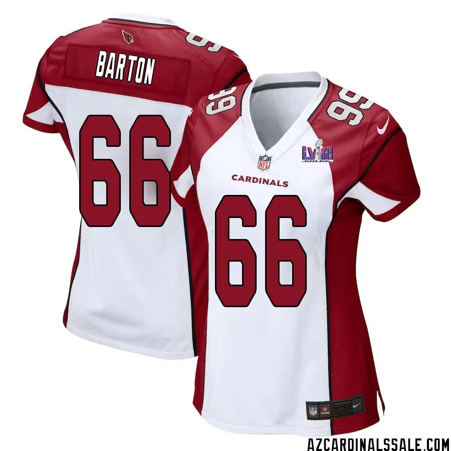 Jackson Barton No 66 Arizona Cardinals Super Bowl LVIII Away Game Jersey Cardinal for Women
