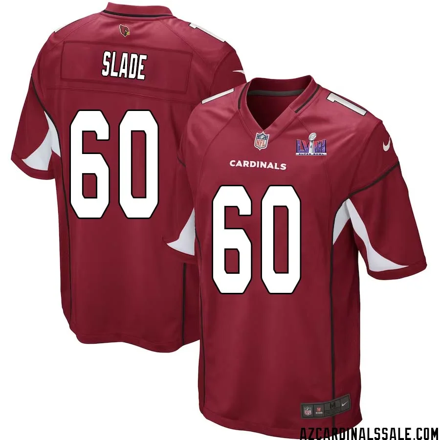 Jacob Slade No 60 Arizona Cardinals Super Bowl LVIII Home Game Jersey Cardinal for Men