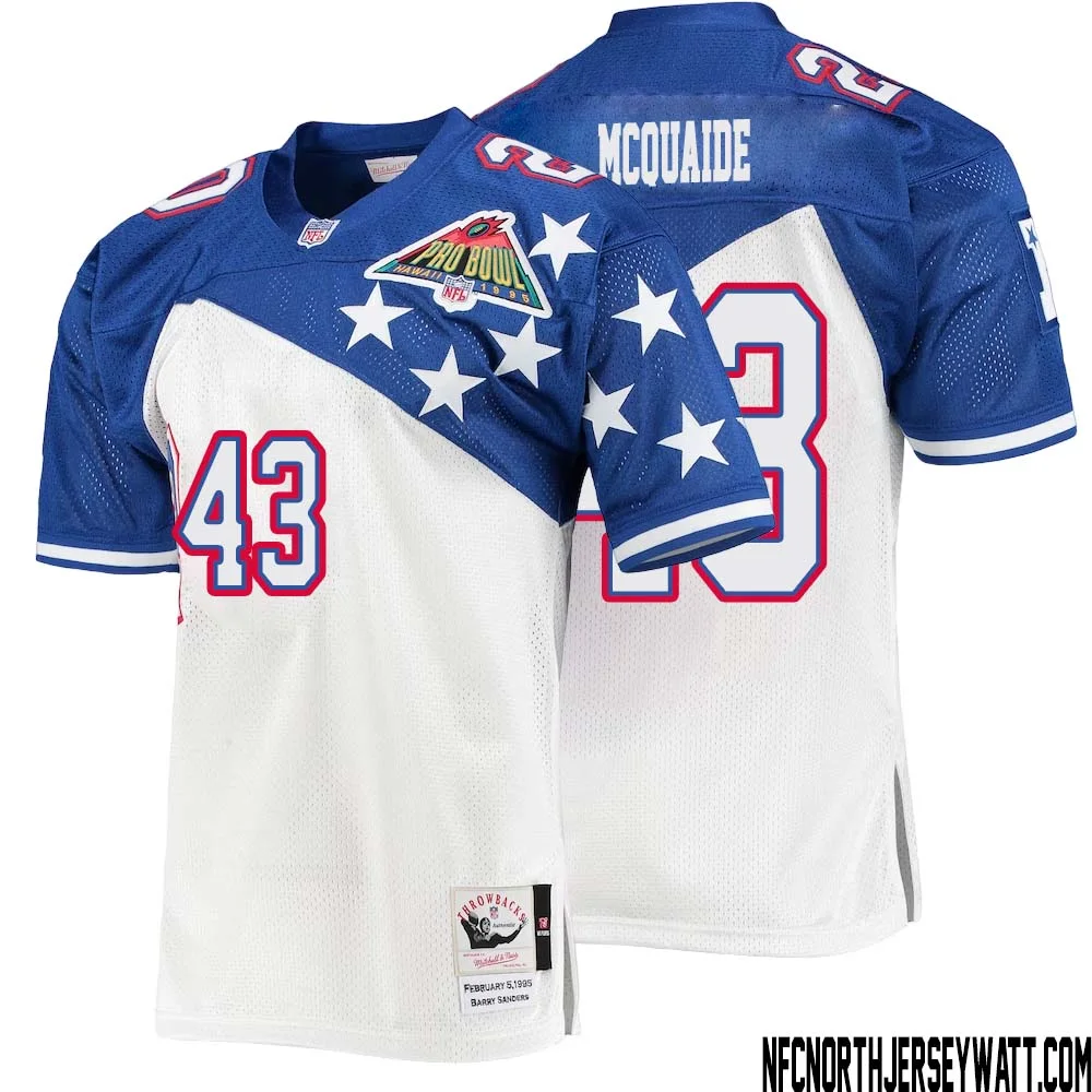 Jake McQuaide No 43 Men Mitchell Ness White Blue NFC 1994 Pro Bowl Authentic Jersey 1