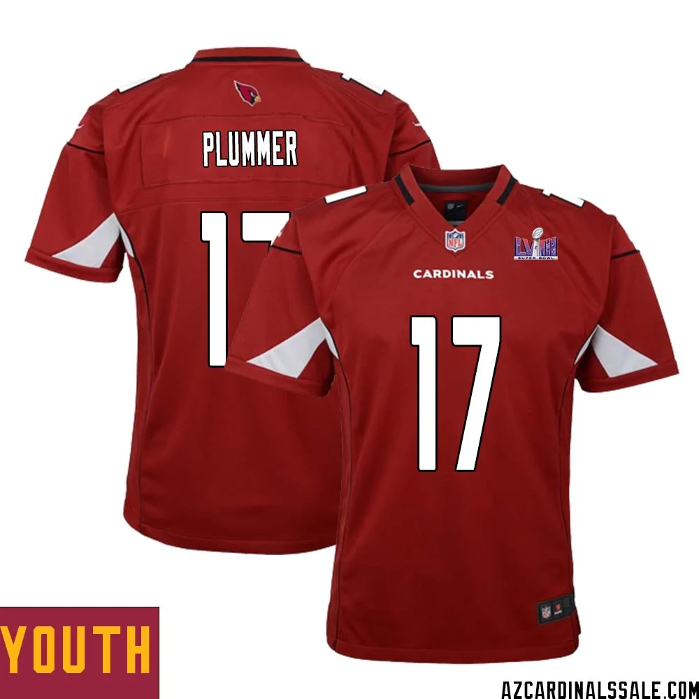 Jake Plummer No 17 Arizona Cardinals Super Bowl LVIII Home Game Jersey Cardinal for Youth