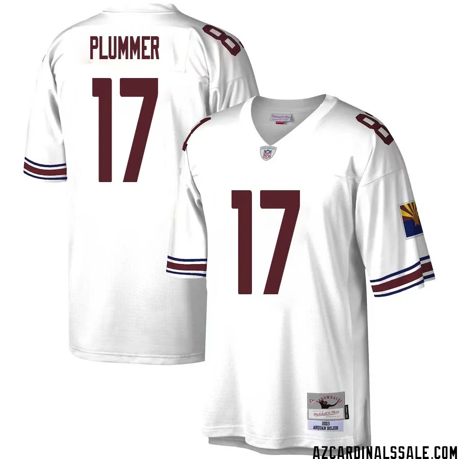 Jake Plummer No 17 Men Mitchell Ness White Arizona Cardinals Legacy Replica Jersey 1