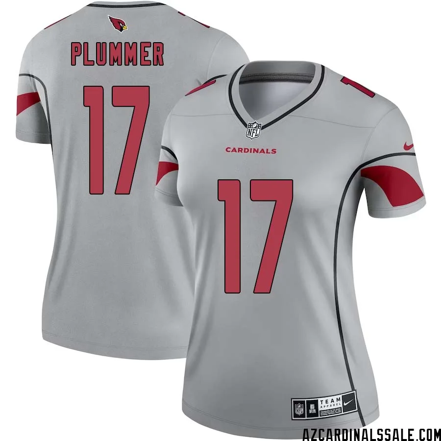 Jake Plummer No 17 Women Silver Arizona Cardinals Inverted Legend Jersey