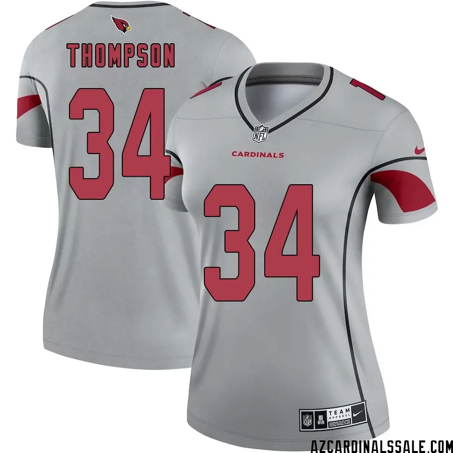 Jalen Thompson No 34 Women Silver Arizona Cardinals Inverted Legend Jersey 1