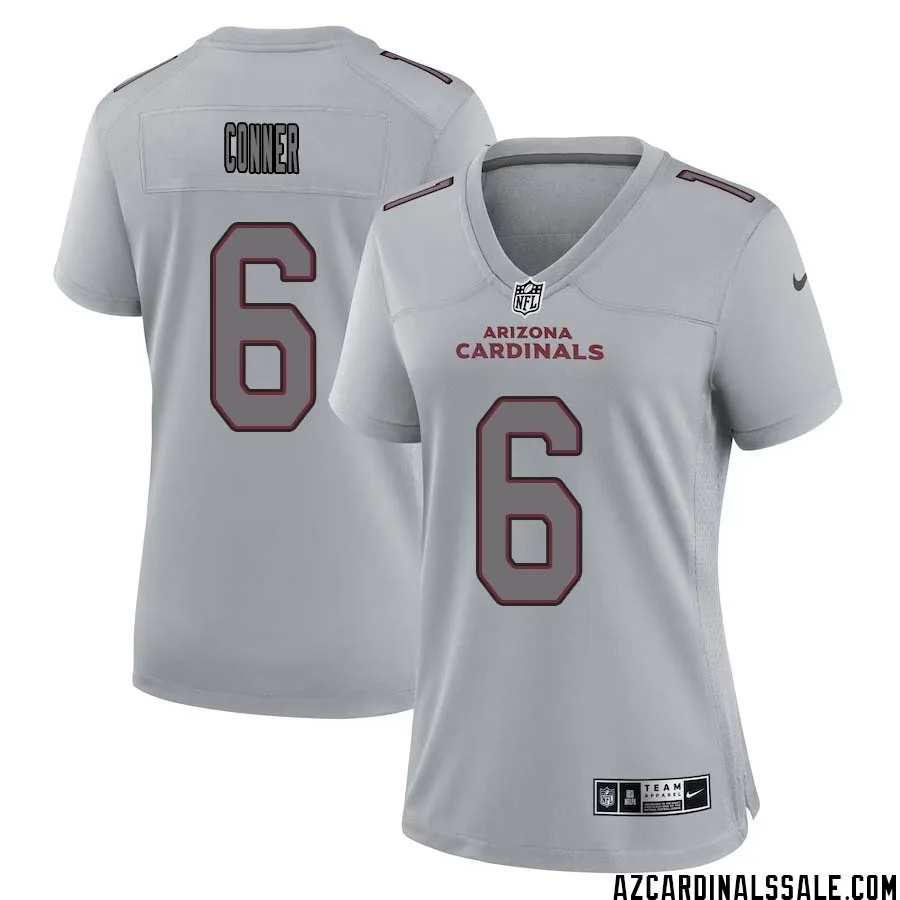 James Conner No 6 Women Arizona Cardinals Gray Atmosphere Fashion Game Jersey 1
