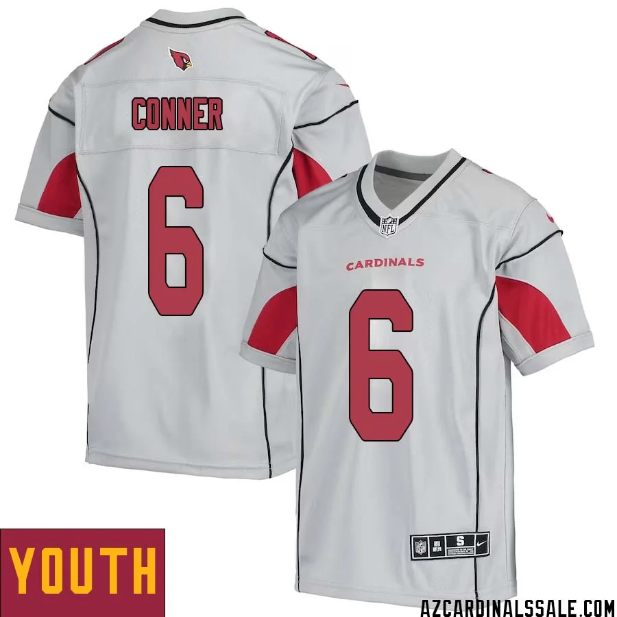 James Conner No 6 Youth Silver Arizona Cardinals Inverted Legend Jersey