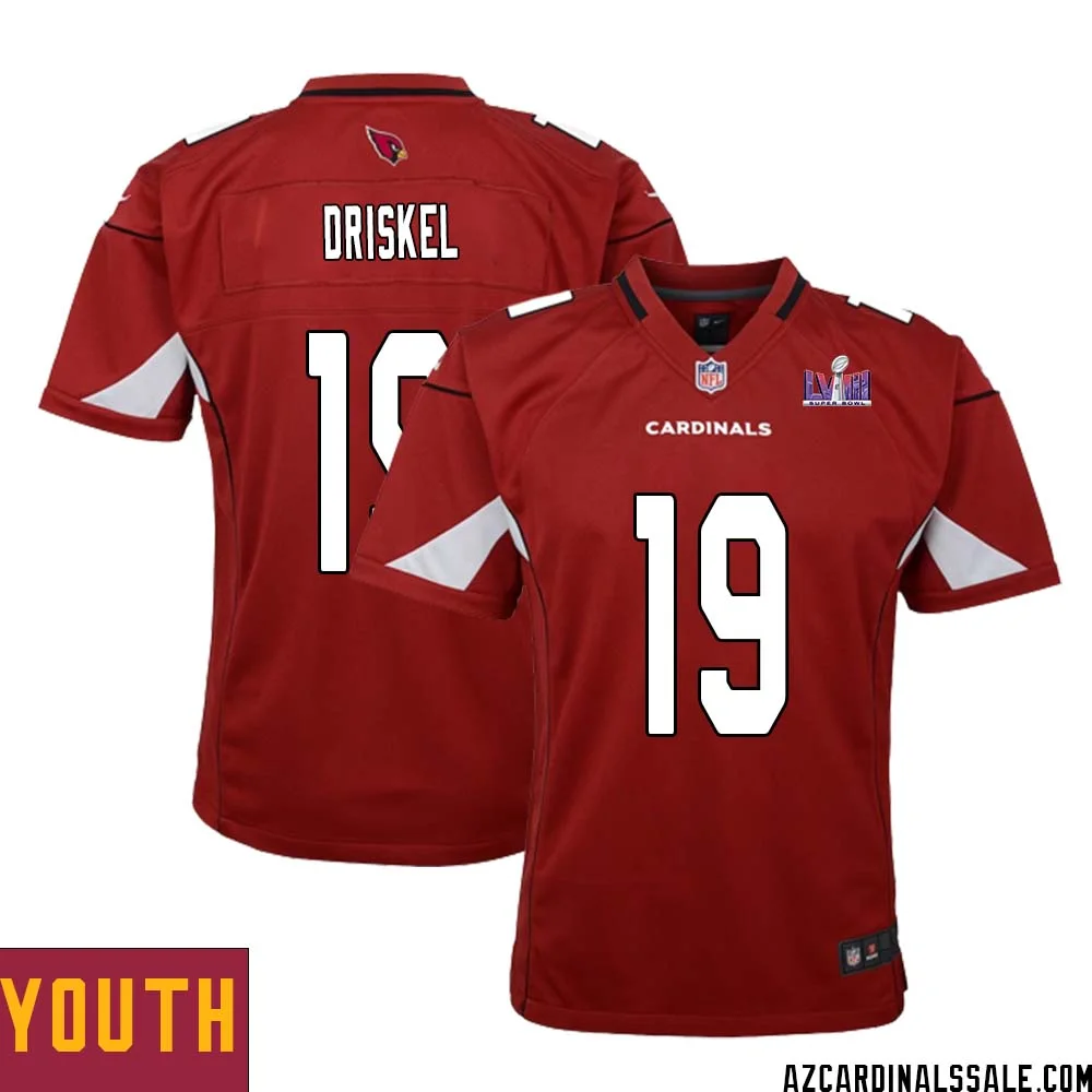 Jeff Driskel No 19 Arizona Cardinals Super Bowl LVIII Home Game Jersey Cardinal for Youth