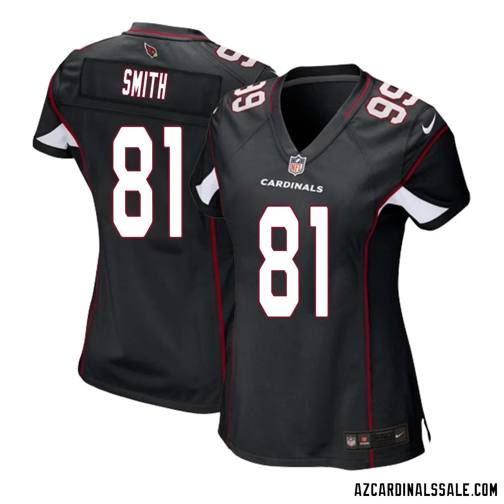 Jeff Smith No 81 Arizona Cardinals Black Alternate Game Jersey Cardinal for Women