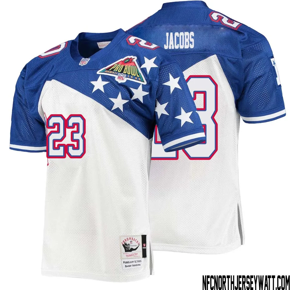 Jerry Jacobs No 23 Men Mitchell Ness White Blue NFC 1994 Pro Bowl Authentic Jersey