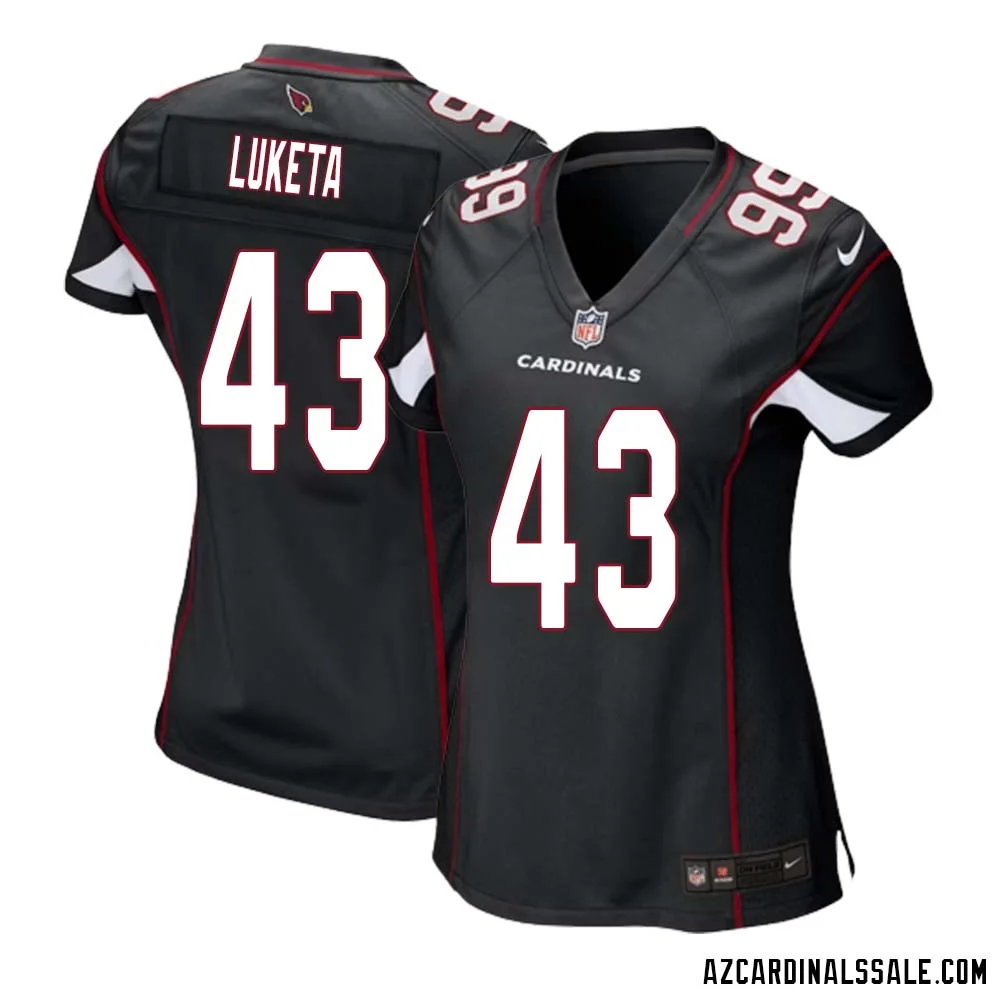 Jesse Luketa No 43 Arizona Cardinals Black Alternate Game Jersey Cardinal for Women 1