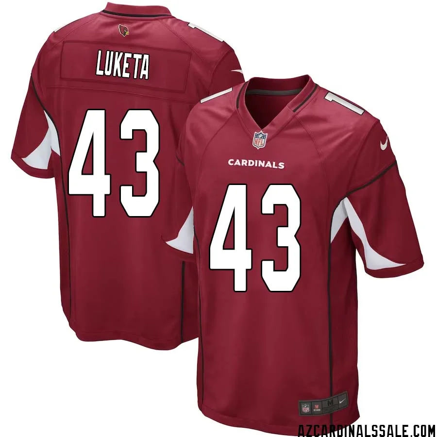 Jesse Luketa No 43 Arizona Cardinals Home Game Jersey Cardinal for Men 1