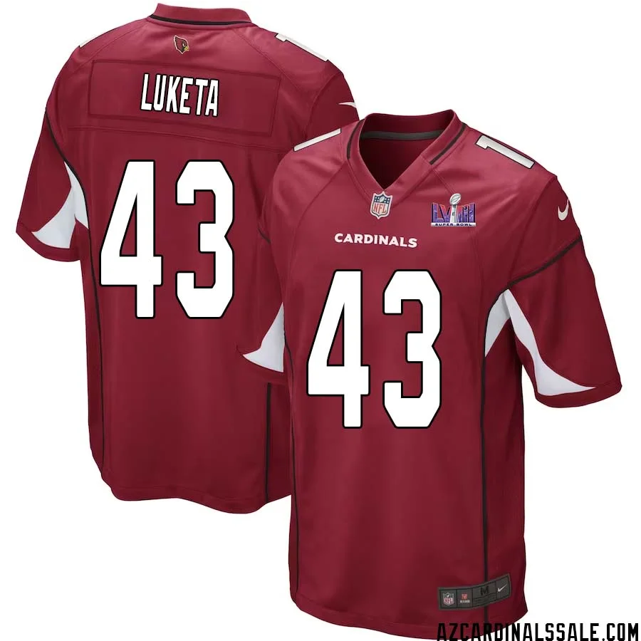 Jesse Luketa No 43 Arizona Cardinals Super Bowl LVIII Home Game Jersey Cardinal for Men