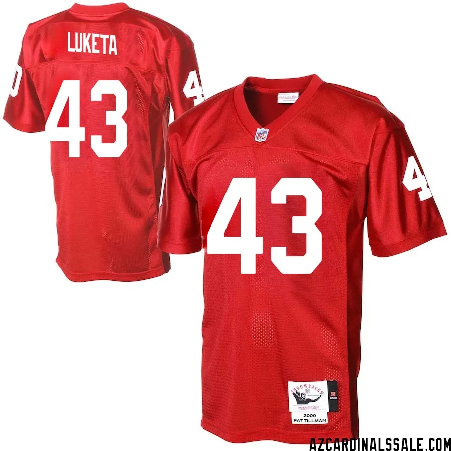 Jesse Luketa No 43 Men Arizona Cardinals Mitchell Ness Cardinal Authentic Throwback Jersey