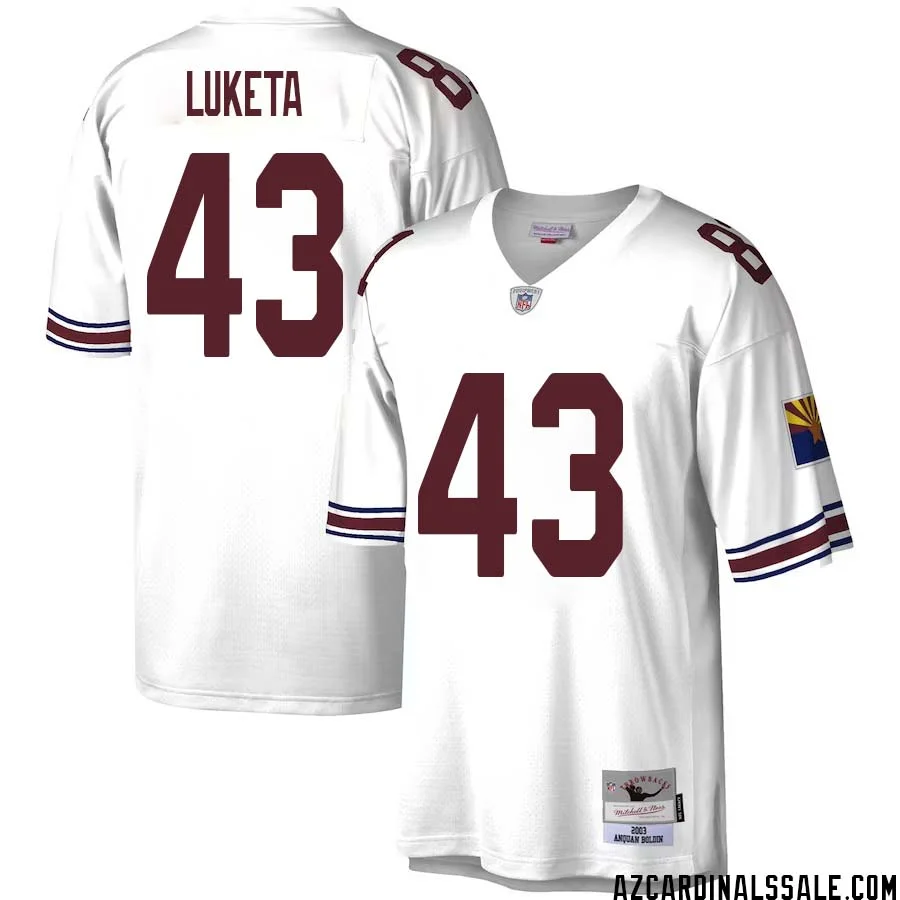 Jesse Luketa No 43 Men Mitchell Ness White Arizona Cardinals Legacy Replica Jersey 1