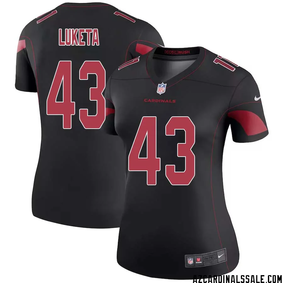 Jesse Luketa No 43 Women Black Arizona Cardinals Color Rush Vapor Limited Jersey