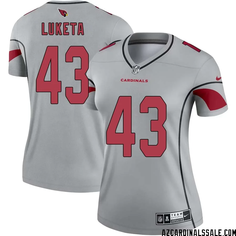 Jesse Luketa No 43 Women Silver Arizona Cardinals Inverted Legend Jersey 1