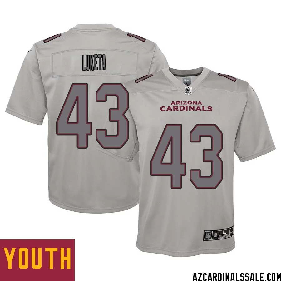 Jesse Luketa No 43 Youth Arizona Cardinals Gray Atmosphere Fashion Game Jersey