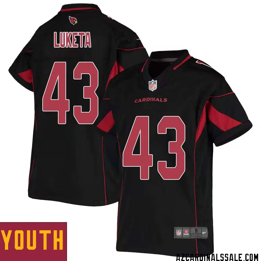 Jesse Luketa No 43 Youth Black Arizona Cardinals Color Rush Vapor Limited Jersey 1