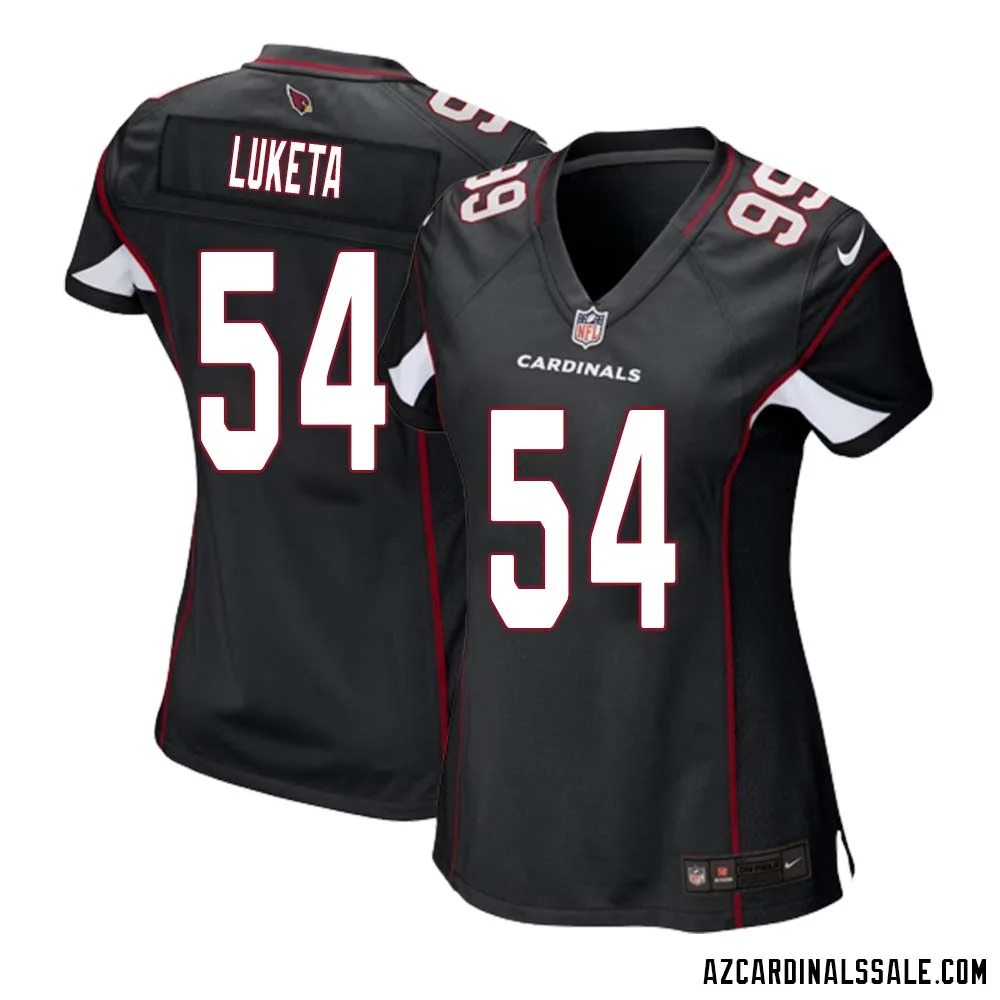 Jesse Luketa No 54 Arizona Cardinals Black Alternate Game Jersey Cardinal for Women