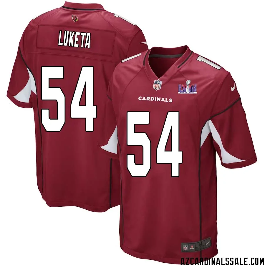 Jesse Luketa No 54 Arizona Cardinals Super Bowl LVIII Home Game Jersey Cardinal for Men