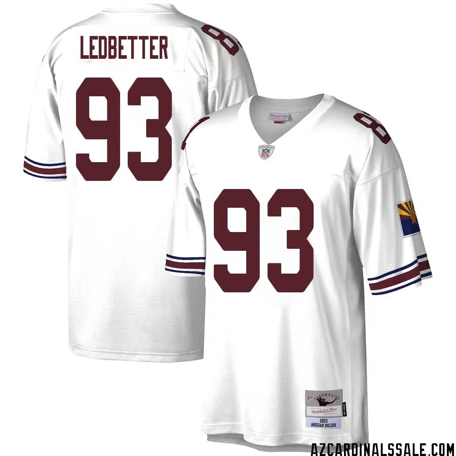 Jonathan Ledbetter No 93 Men Mitchell Ness White Arizona Cardinals Legacy Replica Jersey 1