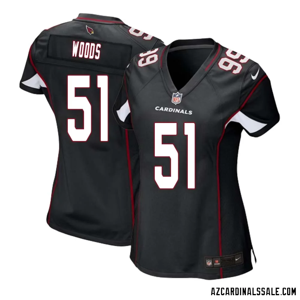 Josh Woods No 51 Arizona Cardinals Black Alternate Game Jersey Cardinal for Women