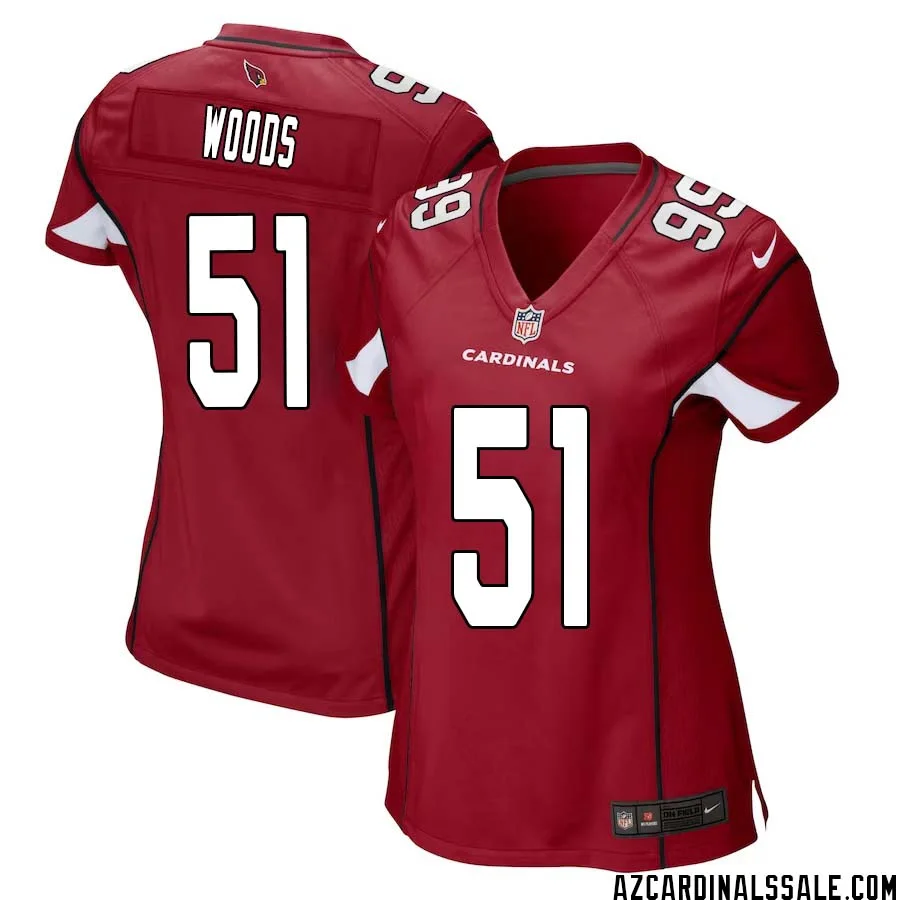 Josh Woods No 51 Arizona Cardinals Home Game Jersey Cardinal for Women 1