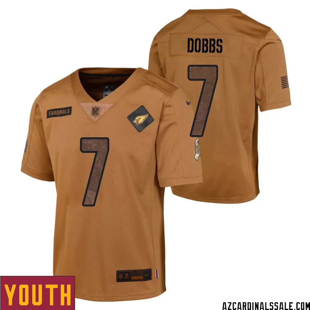 Joshua Dobbs No 7 Youth Brown Arizona Cardinals 2023 Salute To Service Retired Player Limited Jersey 1